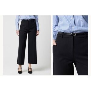J.Crew Factory Remy Pants Womens 18 Black Crop Wide Leg Stretch Cotton Blend NWT